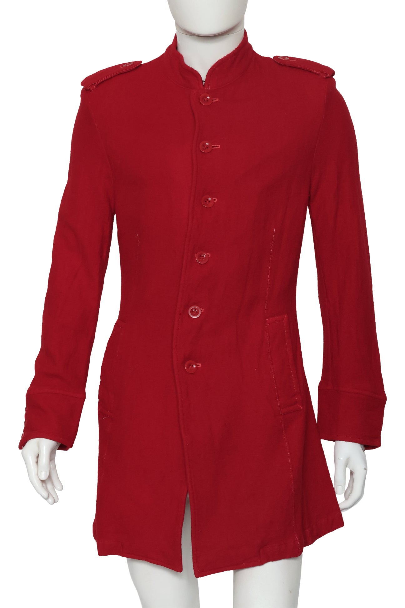 YOHJI YAMAMOTO POUR HOMME - A RED WOOL MILITARY STYLE COAT