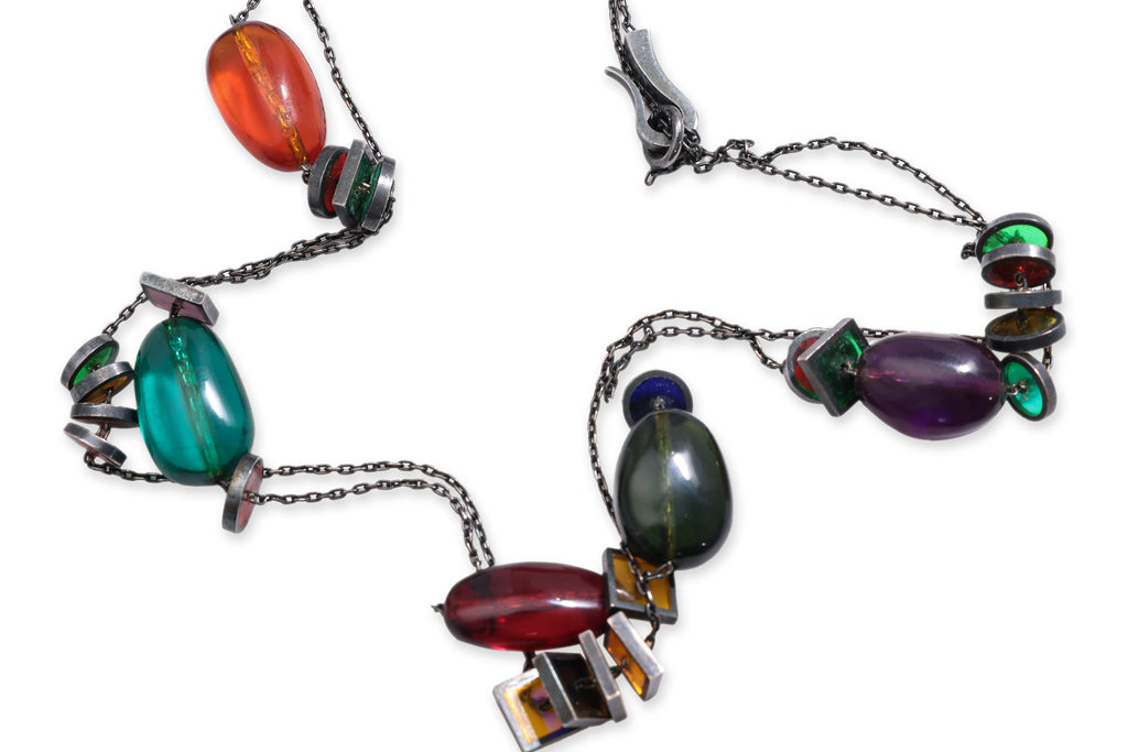 BOTTEGA VENETA - COLOURED GLASS BEADED NECKLACE AND EARRING SET
