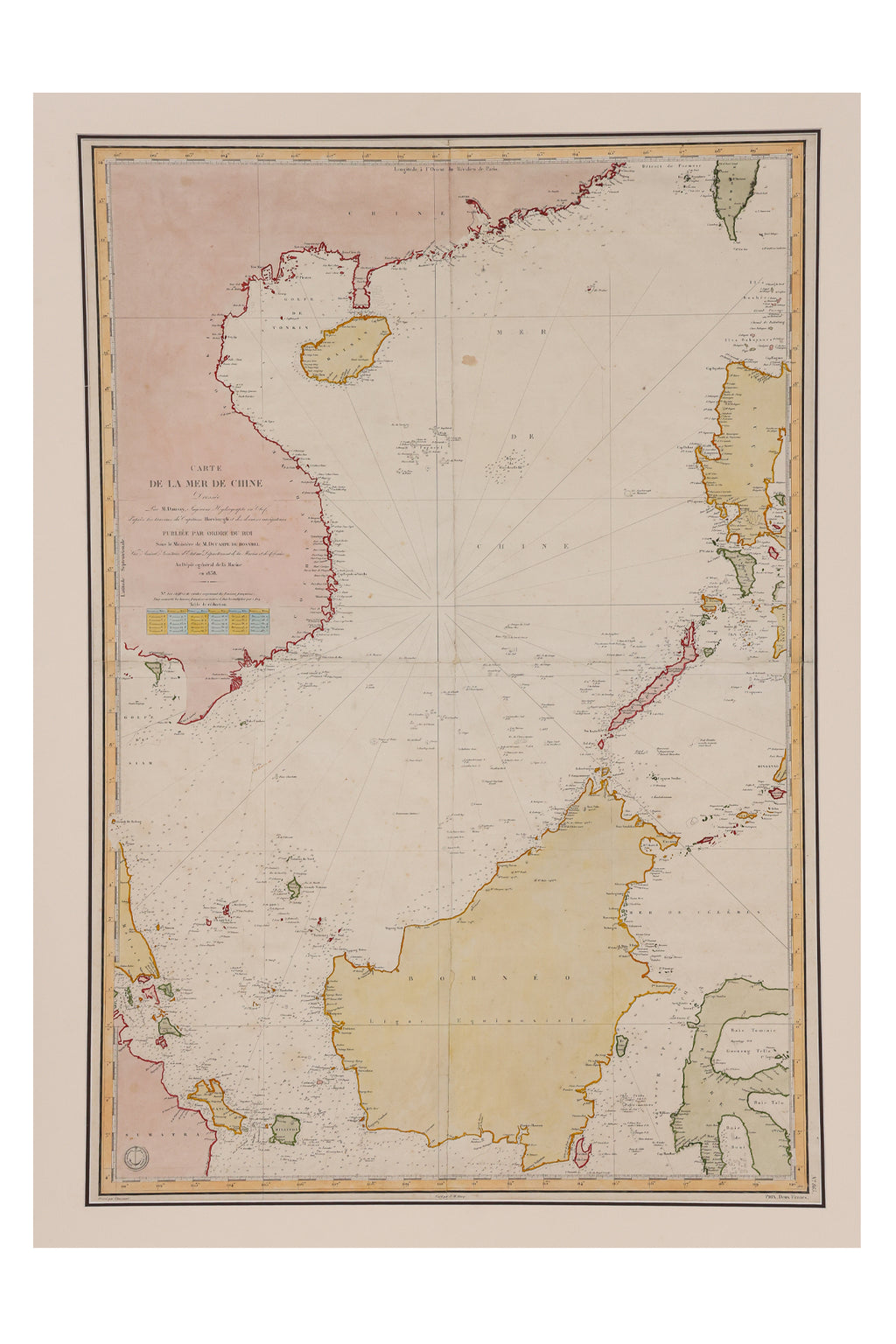 CARTE DE LA MER DE CHINE, PIERRE DAUSSY, 1838