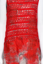 BOTTEGA VENETA - A RED LACE KNIT PAINTED SHIFT DRESS