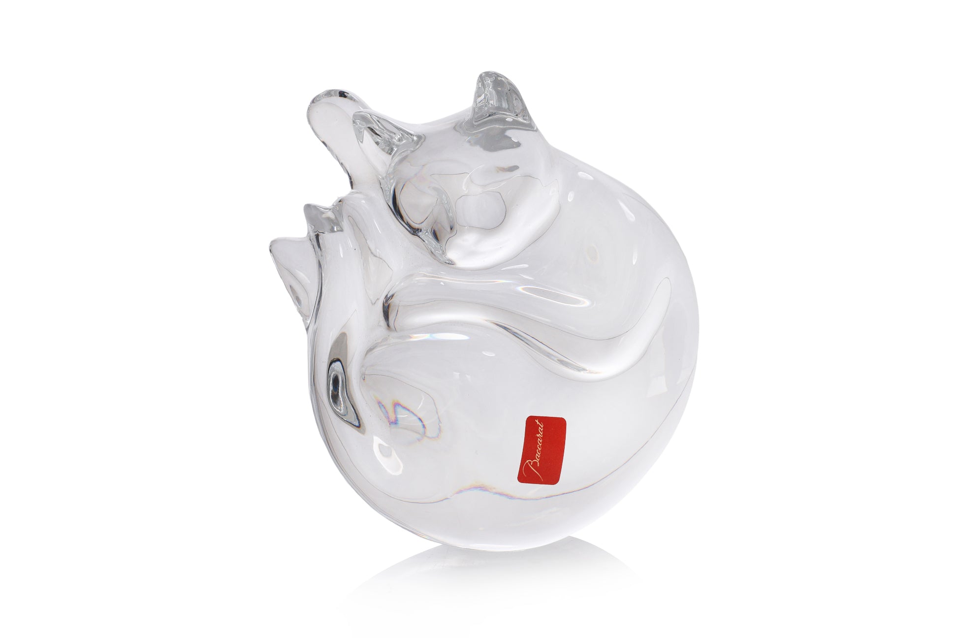 TWO BACCARAT CRYSTAL MODELS OF A CAT AND OWL