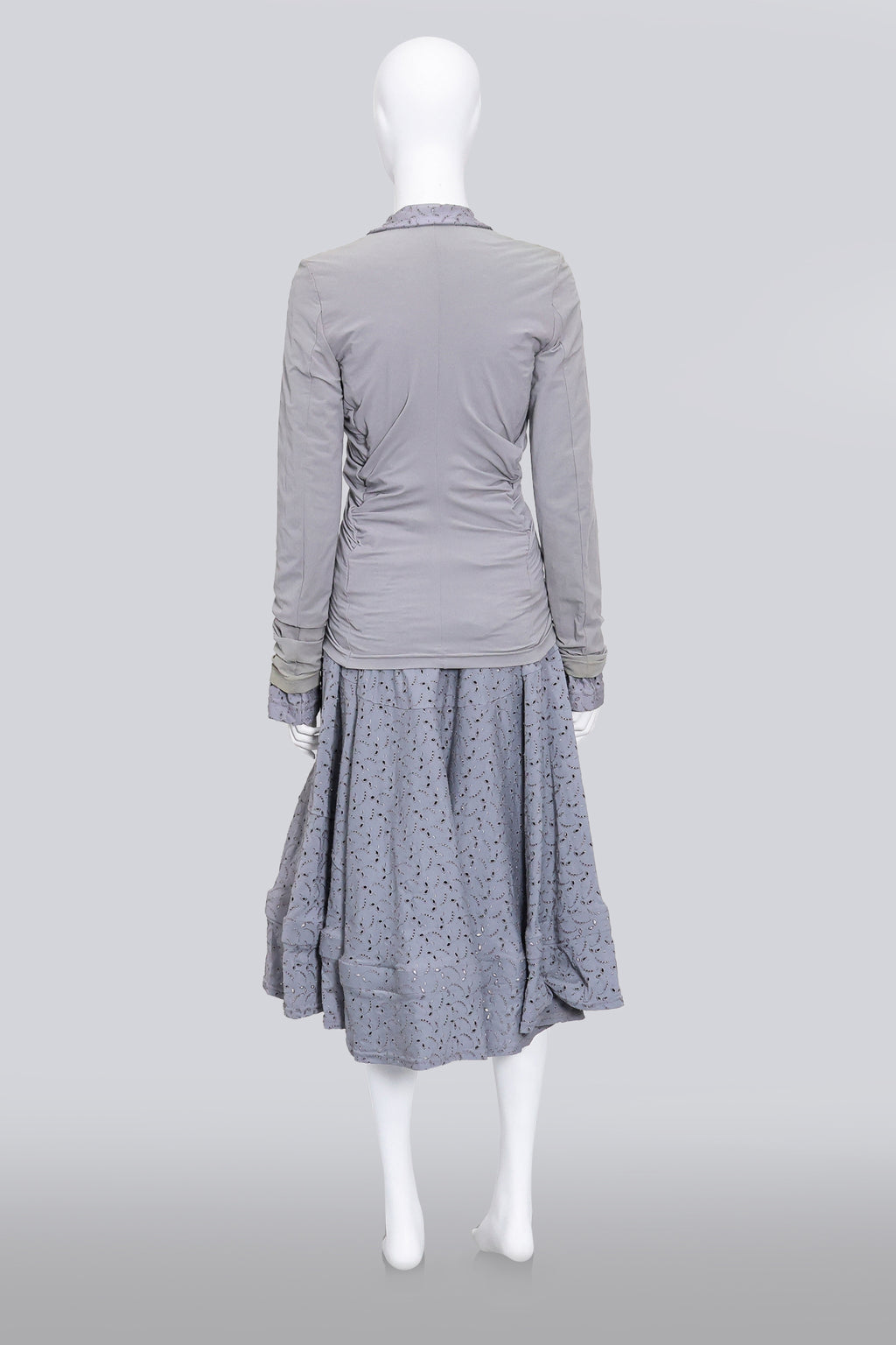 COMME DES GARCONS - A 2007 LAVENDER POINTELLE BLOUSE AND SKIRT SET