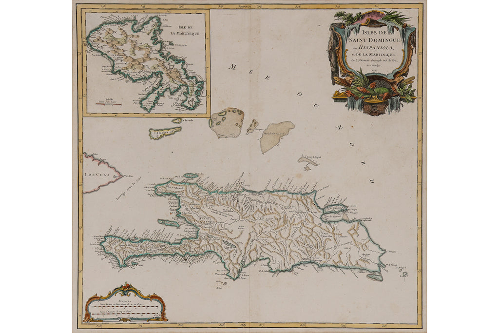 ISLES DE SAINT DOMINGUE, HISPANIOLA, ET DE LA MARTINIQUE, ROBERT DE VAUGONDY, 1757