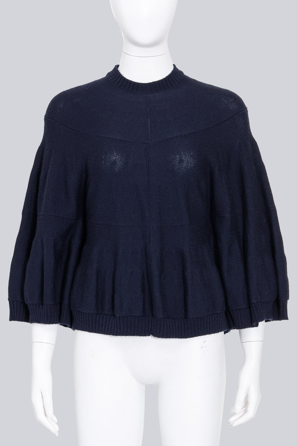 JUNYA WATANABE - A 2004 NAVY KNIT MOCK NECK PONCHO