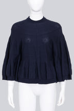 JUNYA WATANABE - A 2004 NAVY KNIT MOCK NECK PONCHO