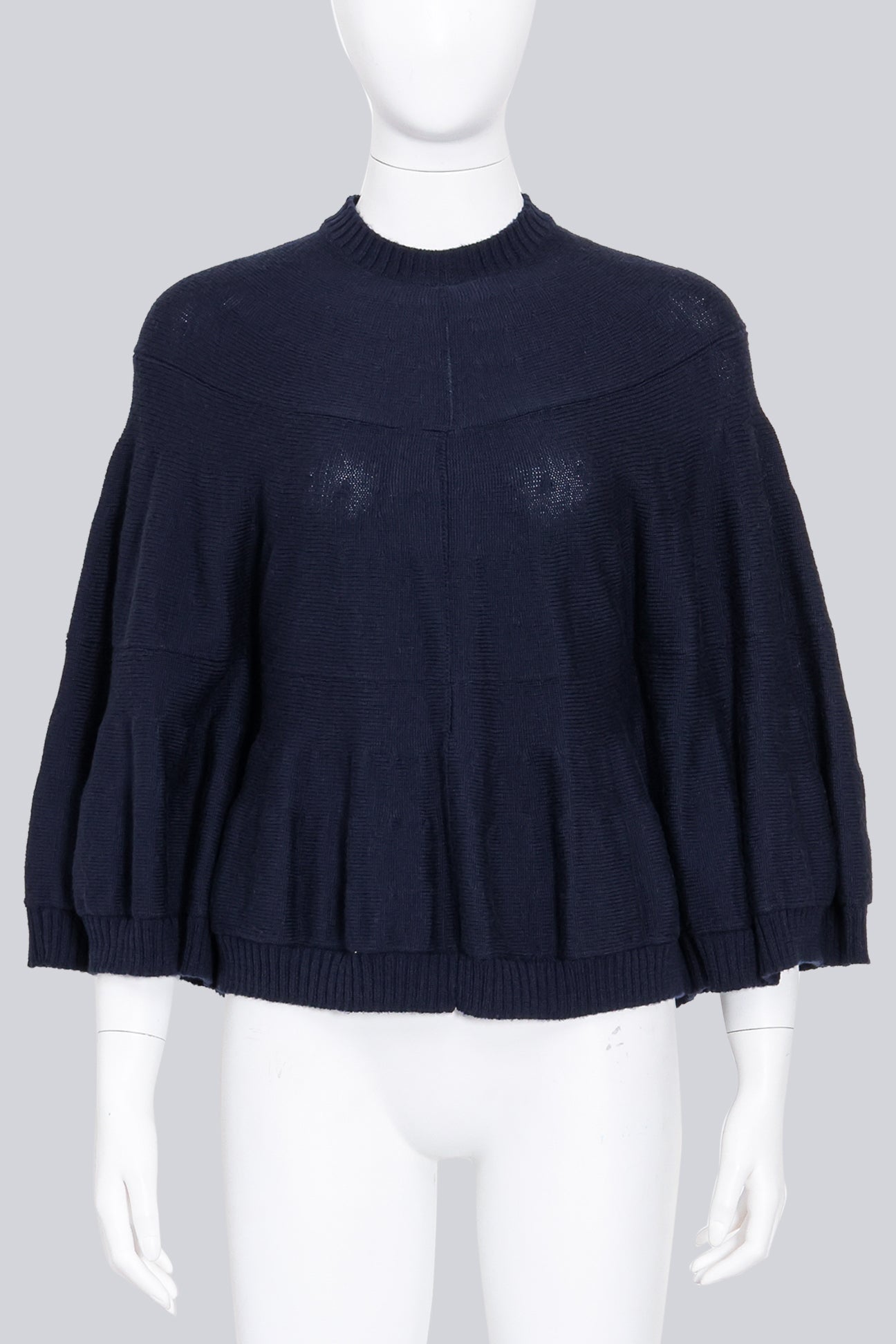 JUNYA WATANABE - A 2004 NAVY KNIT MOCK NECK PONCHO