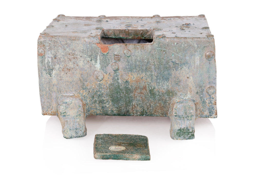 A GREEN-GLAZED MONEY BOX AND A TRIPLE-MOUTHED VESSEL