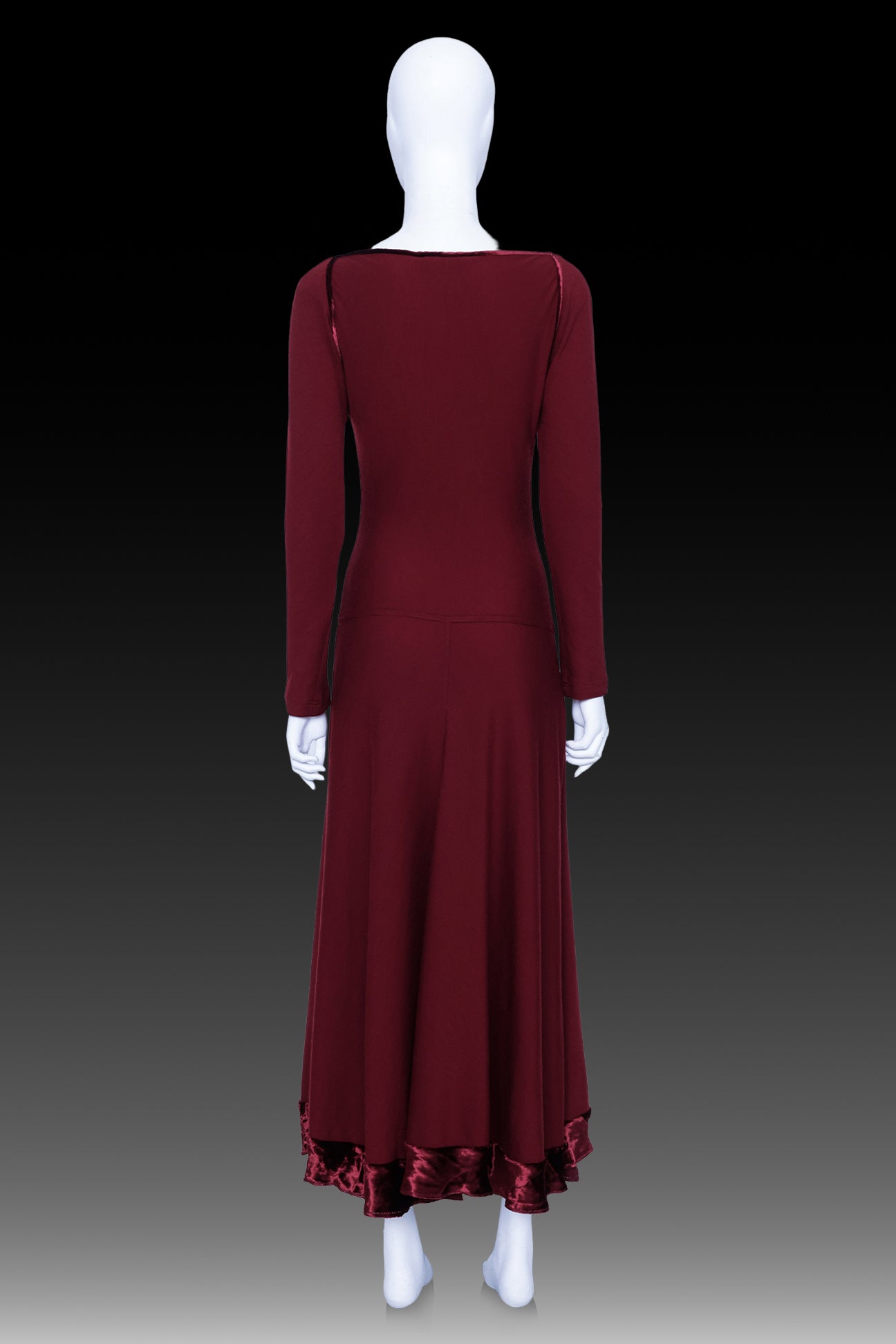 DONNA KARAN - A LONG RED WOOL BLEND DRESS