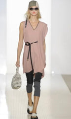 MARNI - A LILAC SILK AND LAMBSKIN SLEEVELESS BLOUSE, SPRING RTW 2011