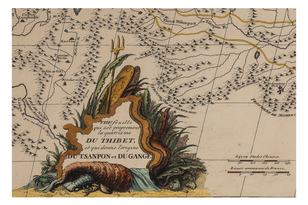 TWO EARLY HAND-COLOURED AND ENGRAVED MAPS OF TIBET, JEAN B. B. D'ANVILLE, 1737