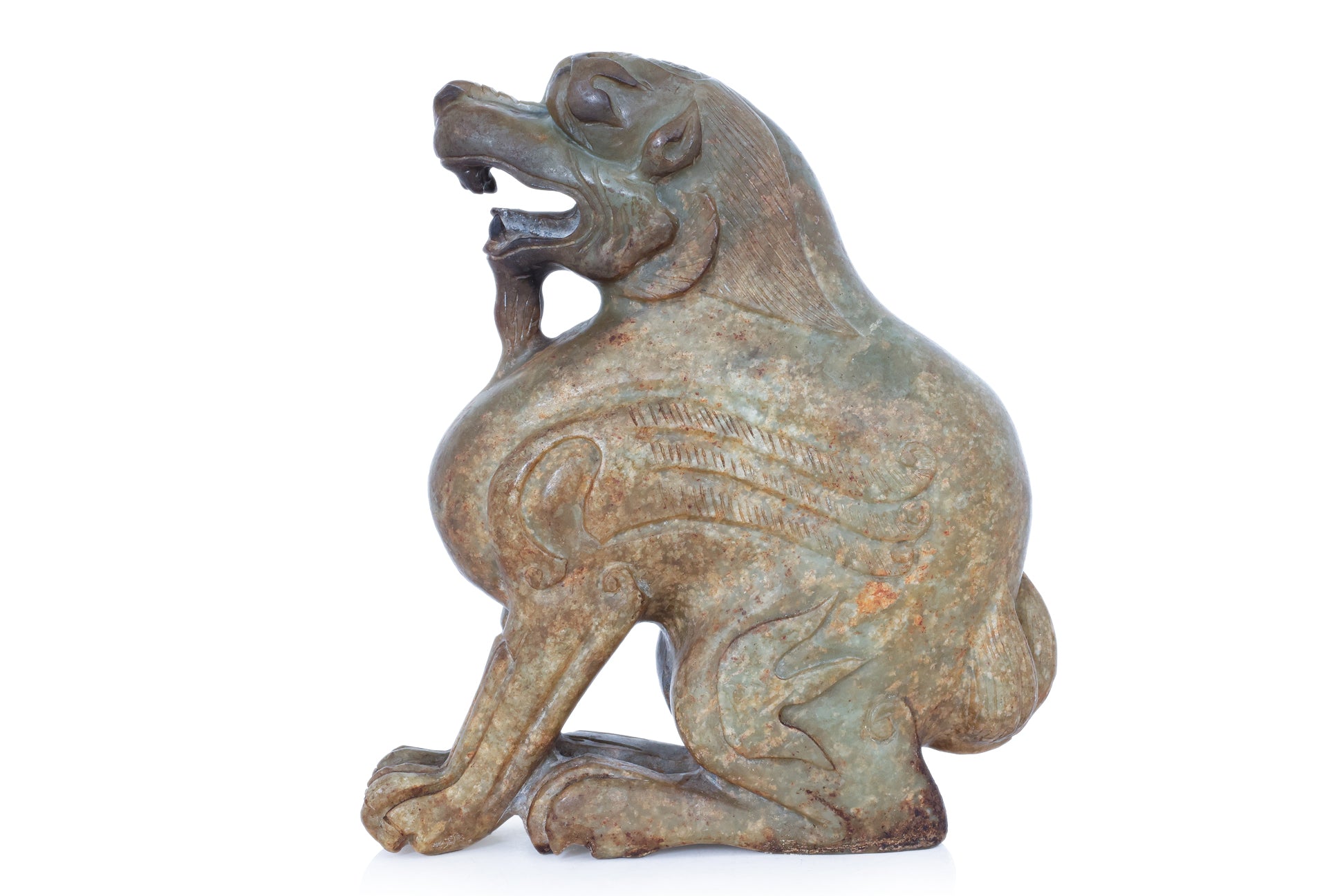 TWO GREEN JADE CARVINGS