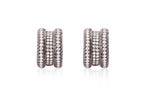A PAIR OF DIAMOND AND BLACK DIAMOND EARRINGS