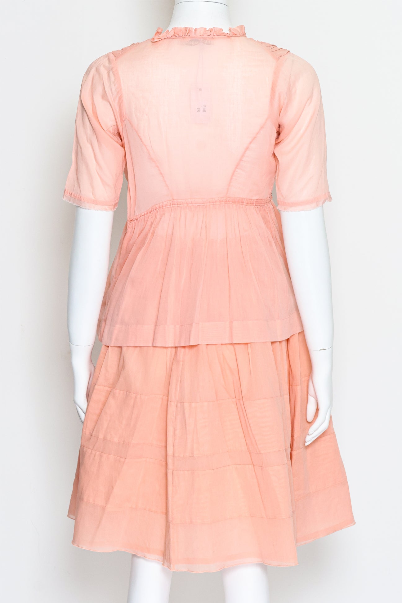 JIL SANDER - A PEACH COTTON BLOUSE AND SKIRT SET