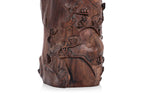 A CARVED HARDWOOD BRUSH POT