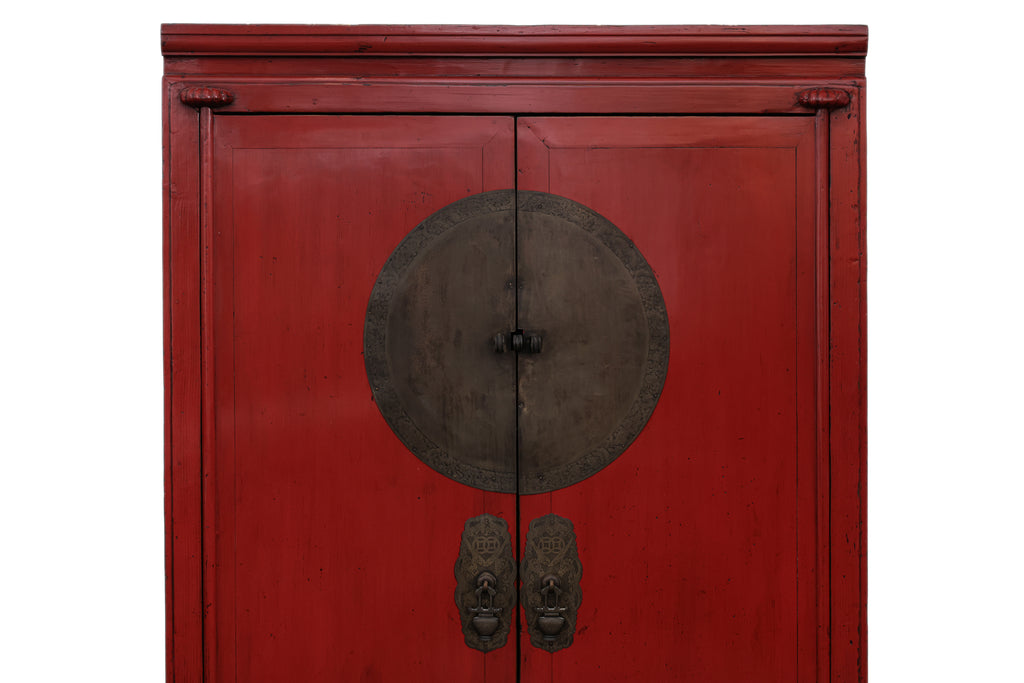A CHINESE RED LACQUER WEDDING CABINET