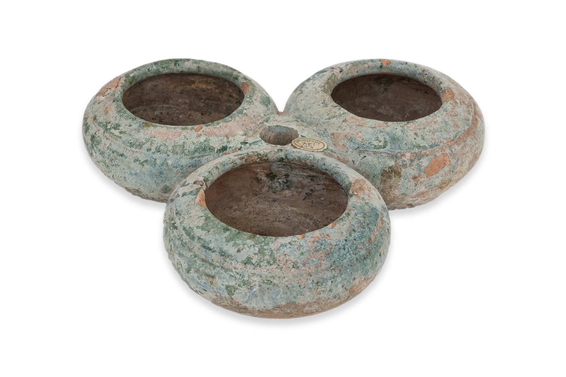 A GREEN-GLAZED MONEY BOX AND A TRIPLE-MOUTHED VESSEL