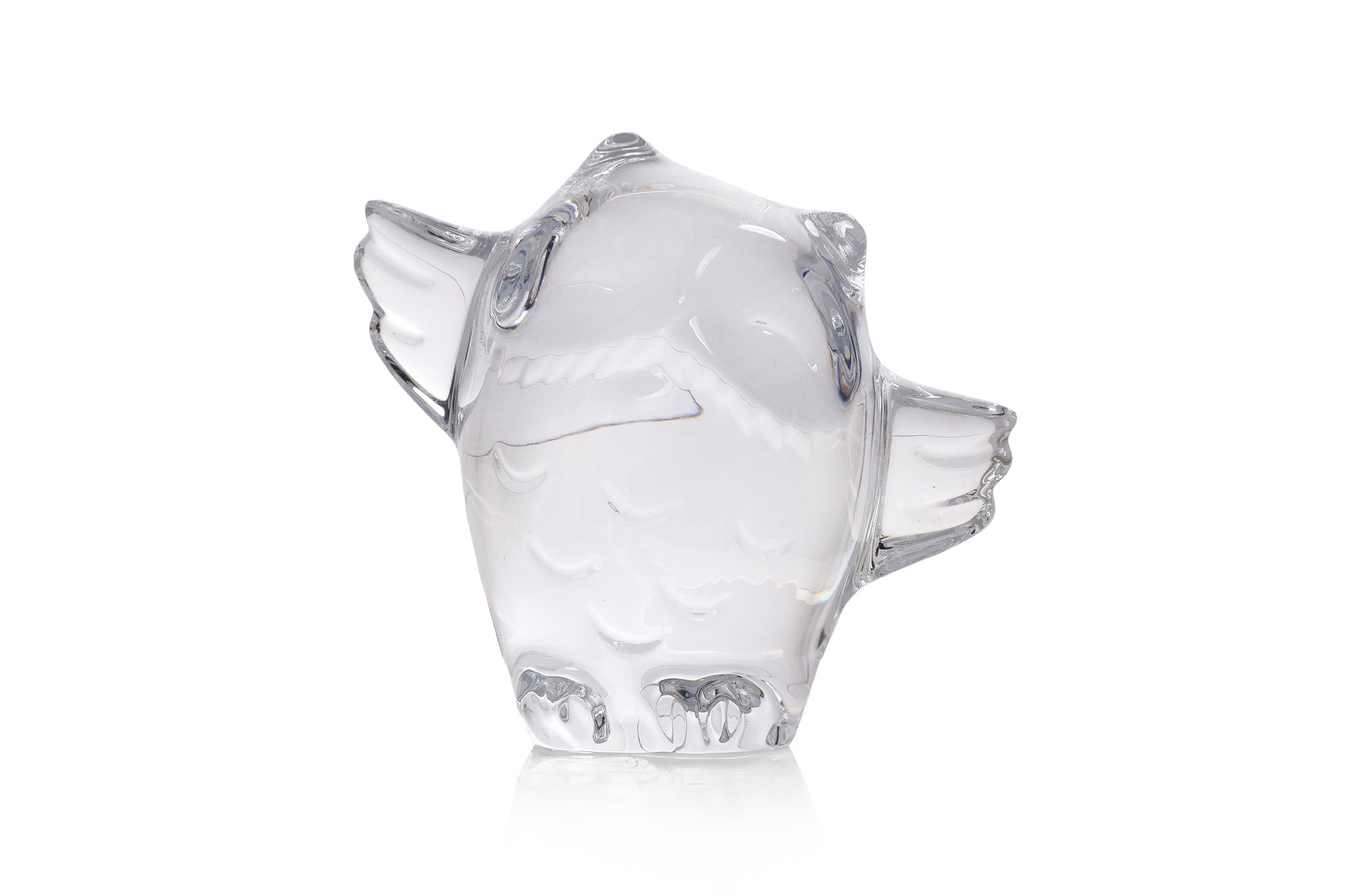 TWO BACCARAT CRYSTAL MODELS OF A CAT AND OWL