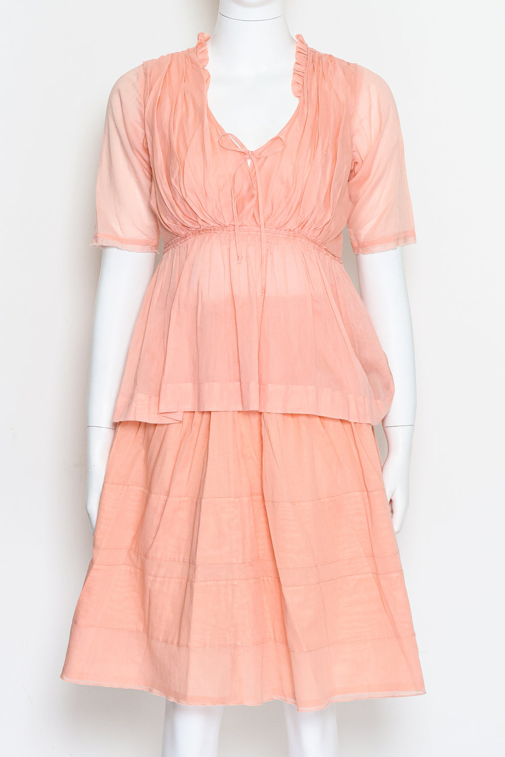 JIL SANDER - A PEACH COTTON BLOUSE AND SKIRT SET