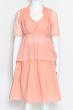 JIL SANDER - A PEACH COTTON BLOUSE AND SKIRT SET