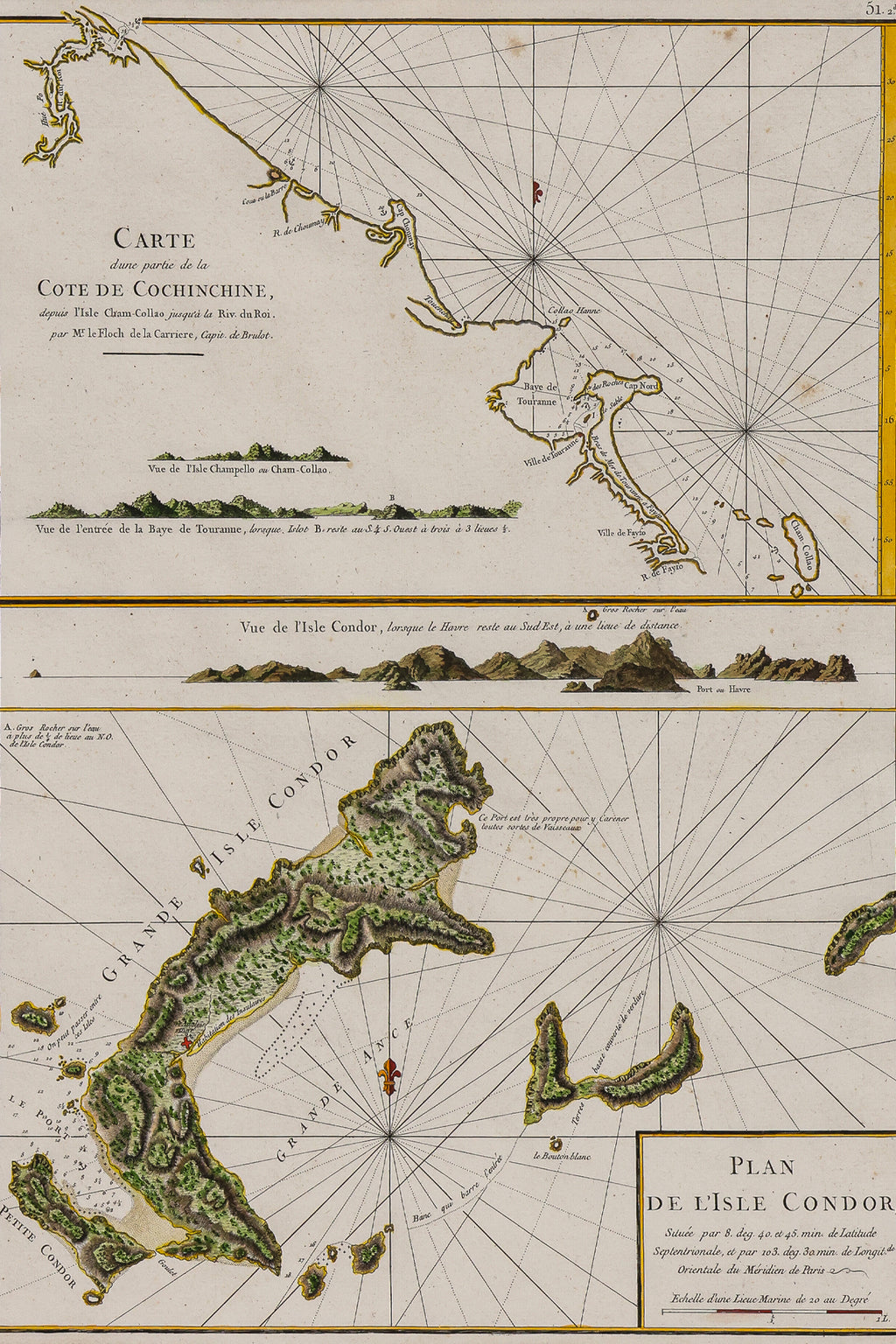 CARTE... COTE DE COCHINCHINE & PLAN DE L'ISLE CONDOR... J. B. APRES DE MANNEVILLETTE, 1745-81