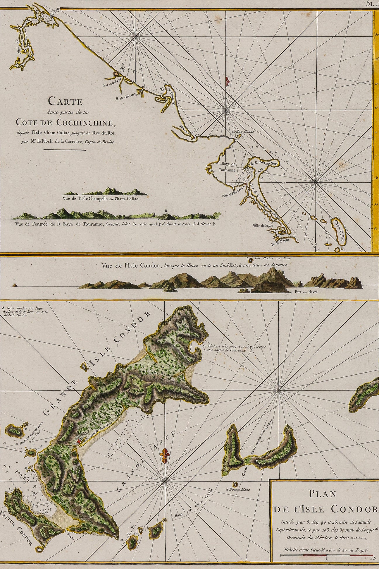 CARTE... COTE DE COCHINCHINE & PLAN DE L'ISLE CONDOR... J. B. APRES DE MANNEVILLETTE, 1745-81
