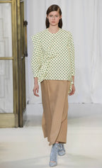 DELPOZO - A YELLOW AND GREEN POLKA DOT BLOUSE, FALL RTW 2018