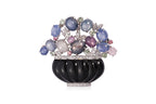 A MULTI-GEM 'FLOWER BASKET' PENDANT BROOCH
