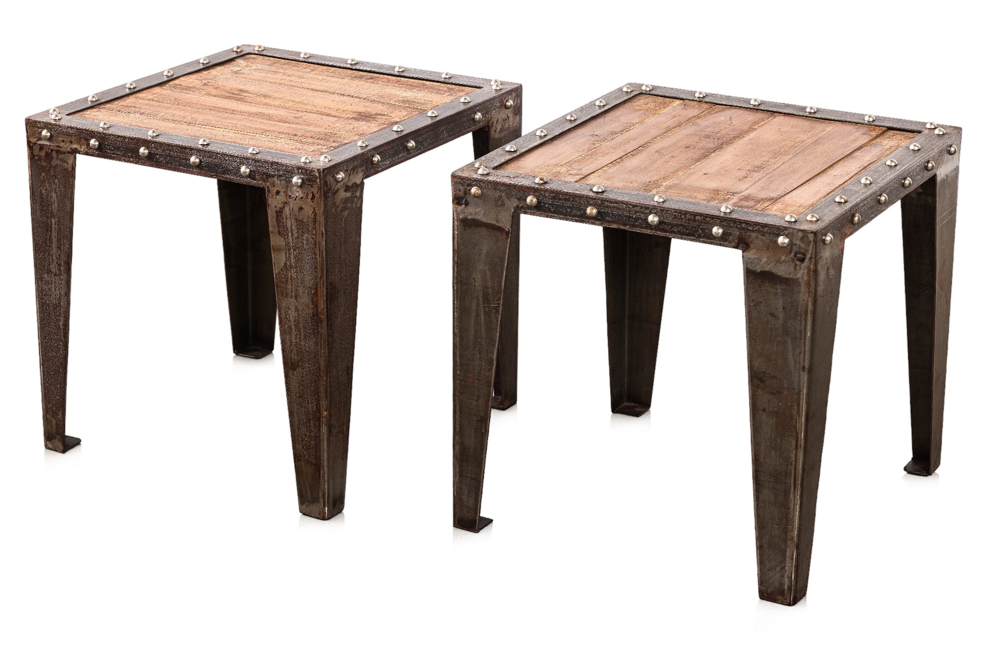 A PAIR OF INDUSTRIAL STYLE SIDE TABLES