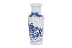A LARGE 'THREE KINGDOMS' SUBJECT BLUE AND WHITE PORCELAIN ROULEAU VASE