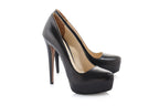 PRADA - A PAIR OF BLACK LEATHER PLATFORM PUMPS
