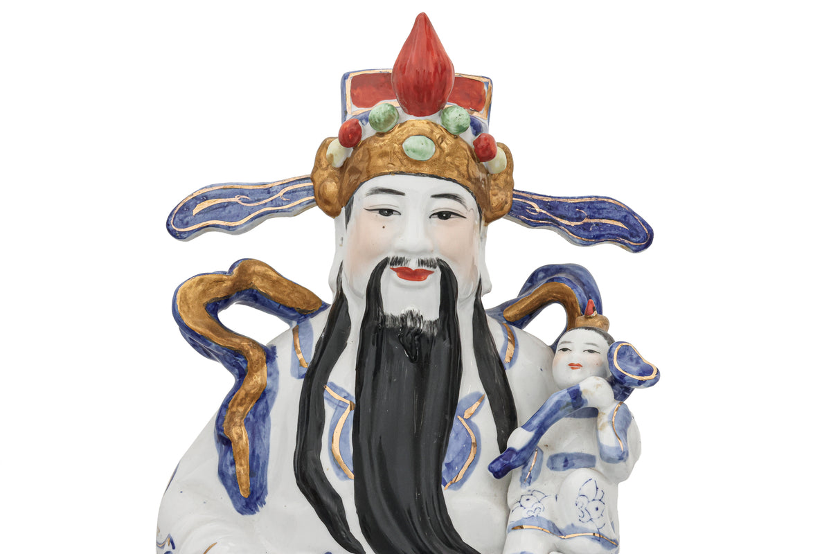 A SET OF THREE CHINESE PORCELAIN FU, LU, SHOU FIGURES