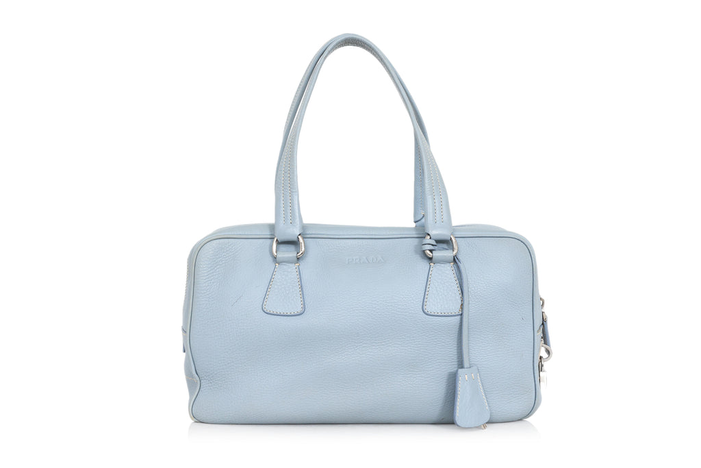 PRADA - A PALE BLUE LEATHER SHOULDER BAG