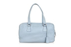 PRADA - A PALE BLUE LEATHER SHOULDER BAG
