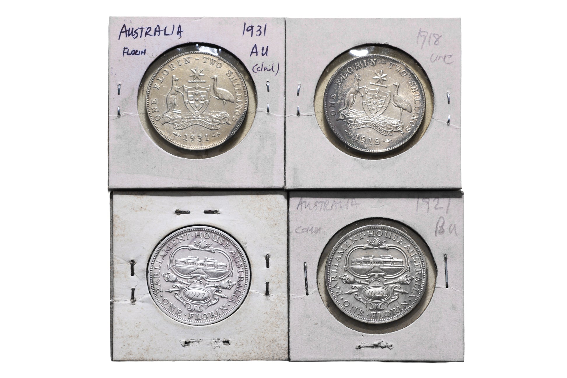 AUSTRALIA GEORGE V 1 FLORIN  1918; 1927; 1931 (4)