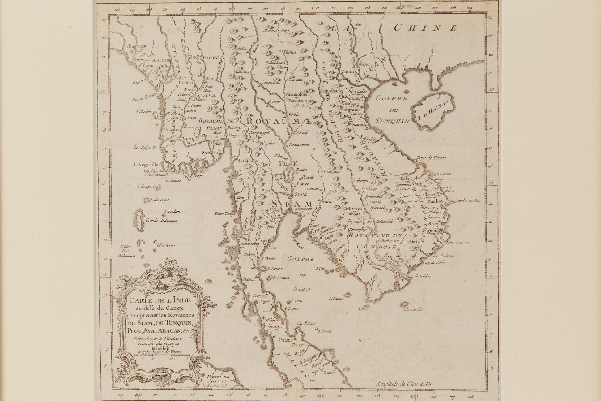 A FRENCH MAP OF MYANMAR, THAILAND AND VIETNAM (1759)