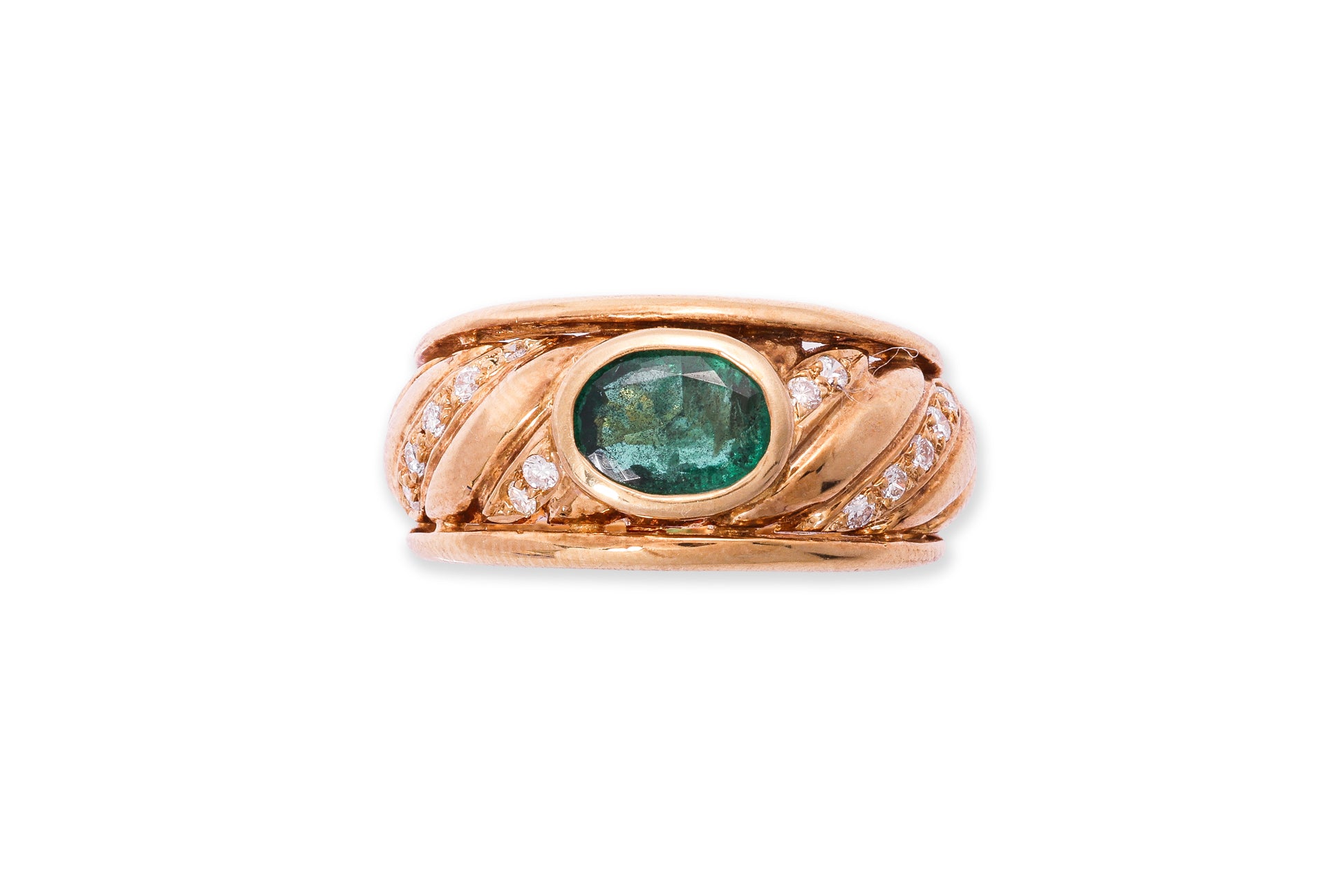 AN EMERALD AND DIAMOND RING