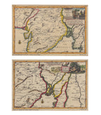 TWO HAND-COLOURED COPPER ENGRAVED MAPS, PETER VAN DER AA, 1707