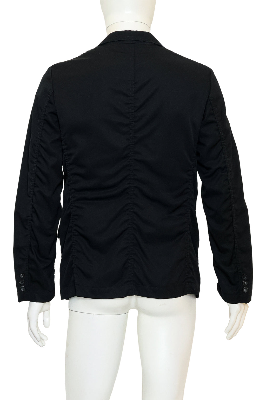 COMME DES GARÇONS HOMME - A BLACK BLAZER WITH RED CONTRAST BUTTON STITCHING