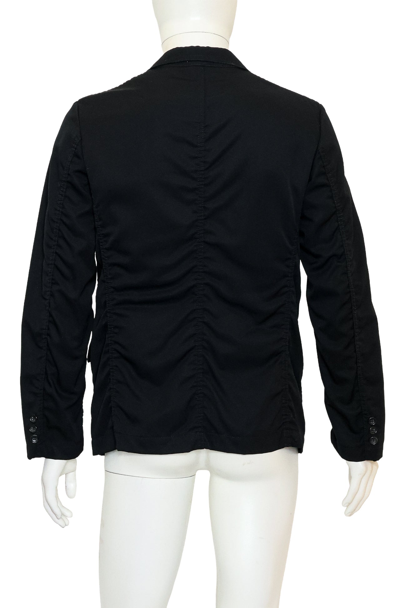 COMME DES GARÇONS HOMME - A BLACK BLAZER WITH RED CONTRAST BUTTON STITCHING
