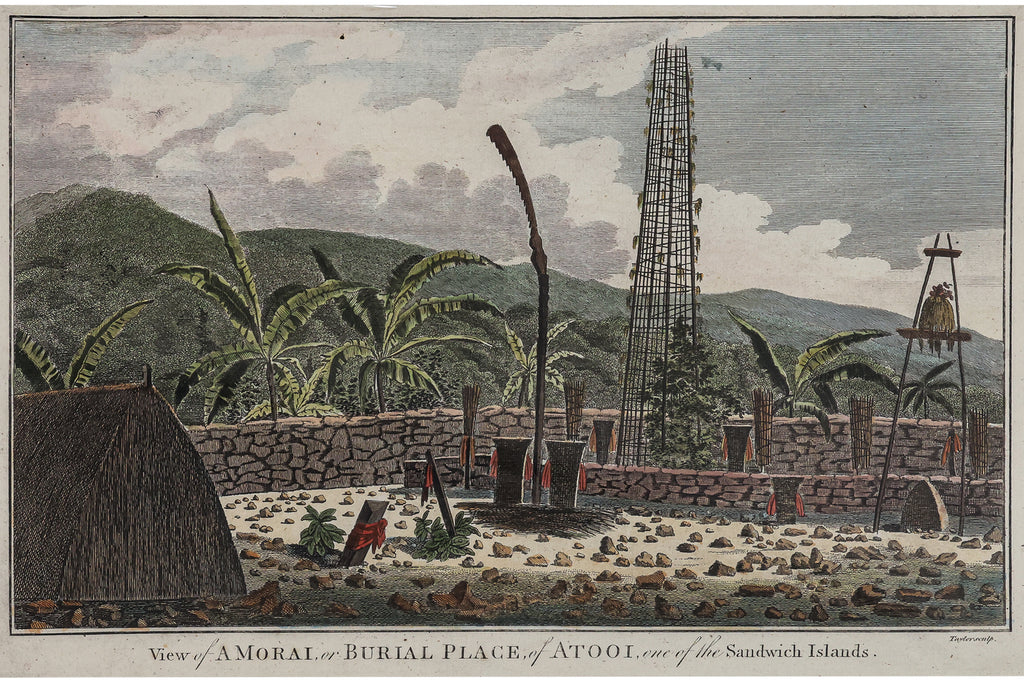 FIVE ENGRAVINGS OF HAWAII AND TAHITI, ...CAPTAIN COOK'S... VOYAGES, GEORGE W ANDERSON, 1784-1786