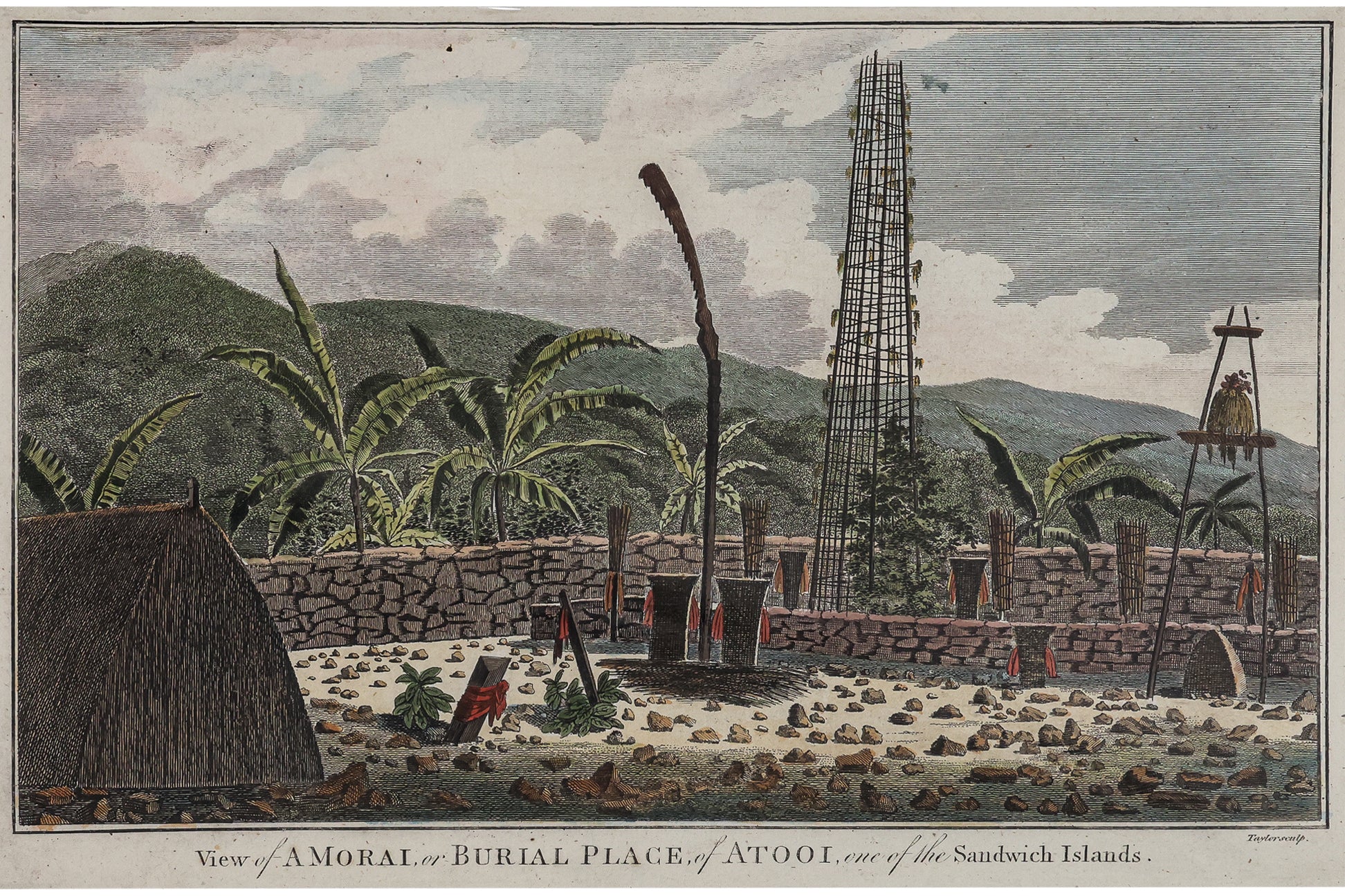 FIVE ENGRAVINGS OF HAWAII AND TAHITI, ...CAPTAIN COOK'S... VOYAGES, GEORGE W ANDERSON, 1784-1786