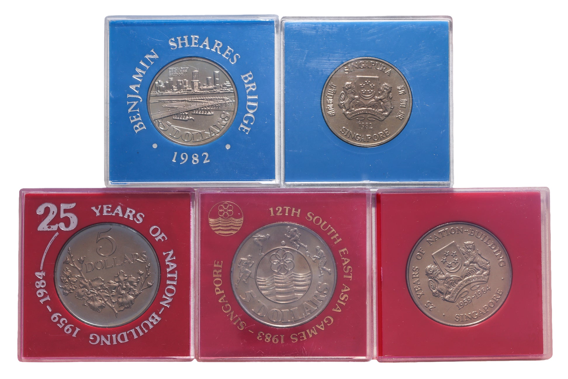 SINGAPORE - A LARGE GROUP OF COMMEMORATIVE 5 DOLLARS COINS (50)