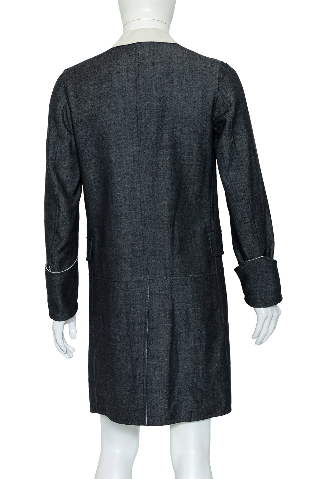 HELMUT LANG - A GREY WOOL COAT WITH CONTRAST COLLAR
