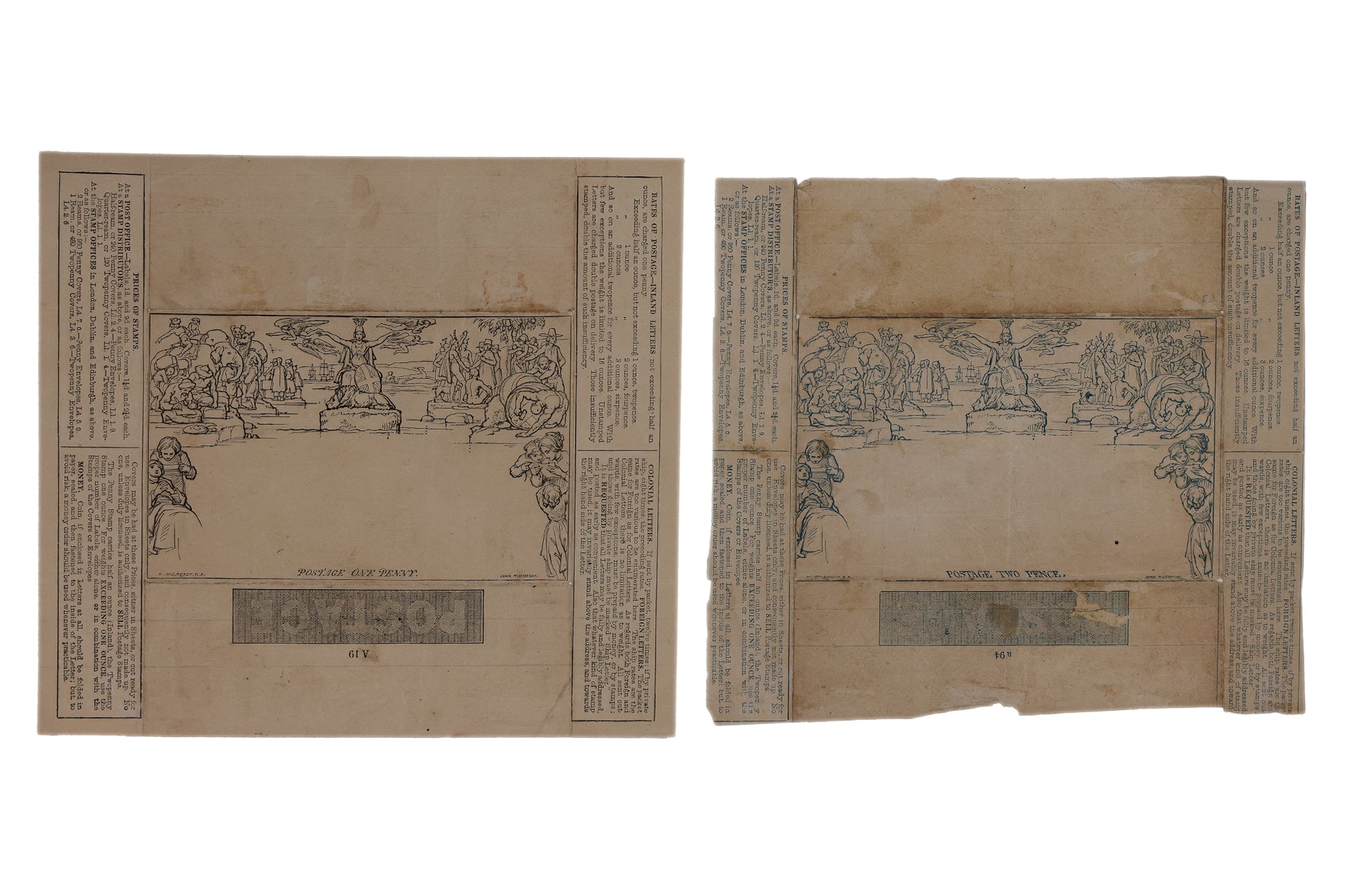 UK, MULREADY LETTER SHEET COVERS, 1d/2p, UNUSED