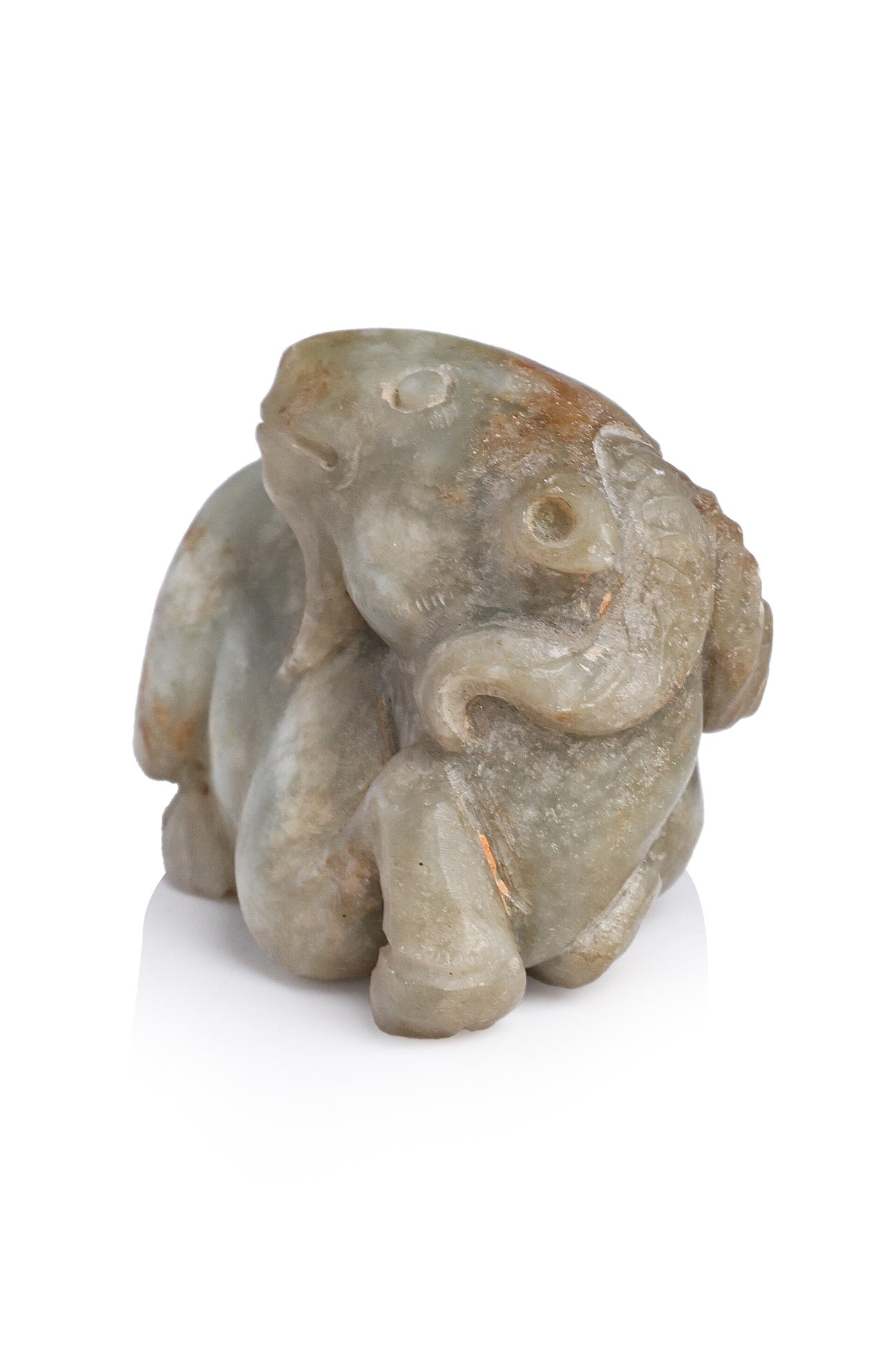 A JADE CARVING OF A RAM