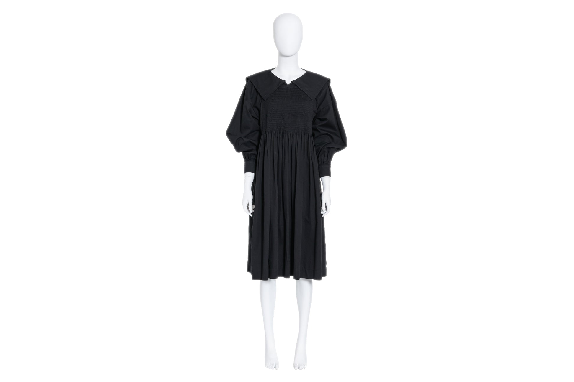 A MOLLY GODDARD BLACK BABYDOLL DRESS WITH OVERSIZED COLLAR