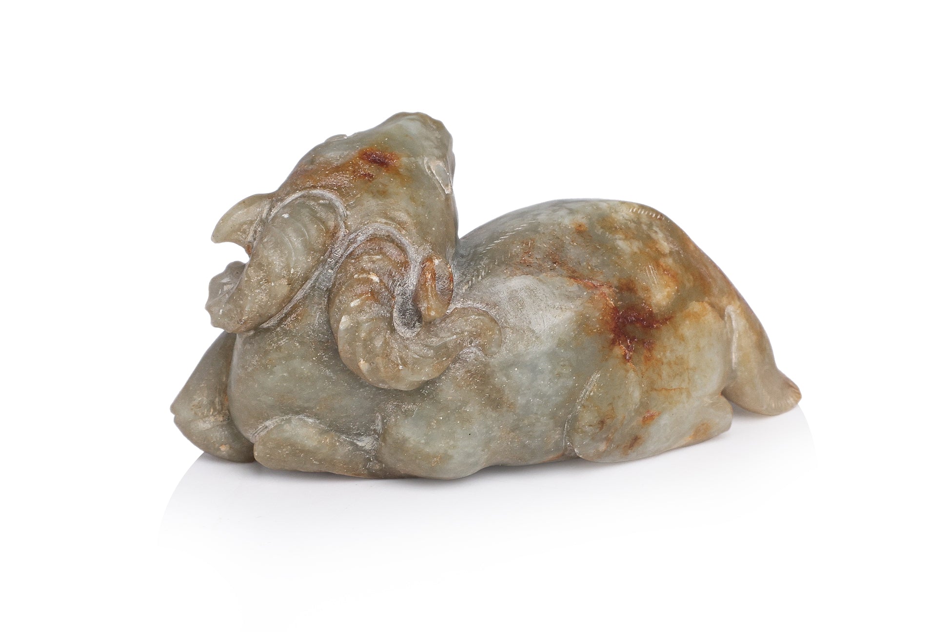A JADE CARVING OF A RAM