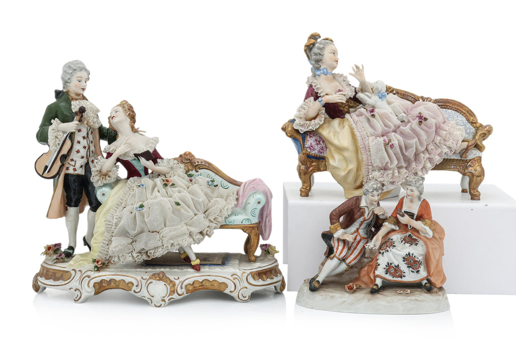 A GROUP OF THREE GERMAN PORCELAIN FIGURAL GROUPS