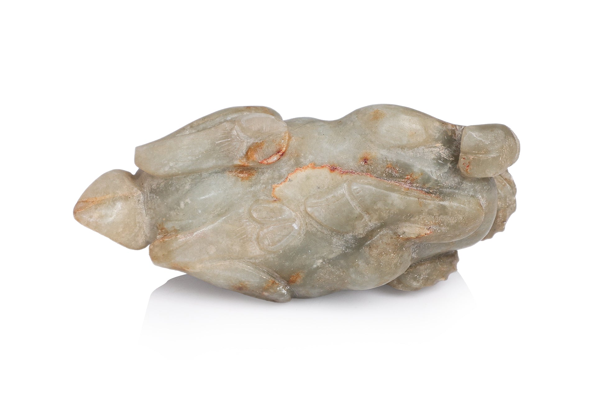 A JADE CARVING OF A RAM