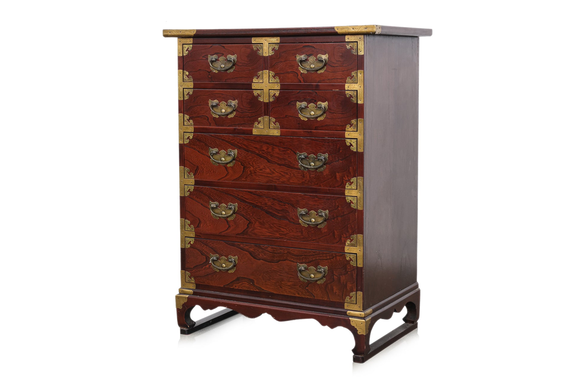 A KOREAN ELM CHEST OF DRAWERS